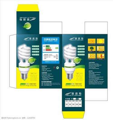 螺旋節能燈包裝圖片素材